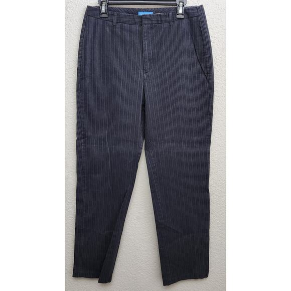 Dockers Women Black Gray Charcoal Pinstripe Clean Front Favorite Fit Pants 12 - Picture 1 of 5